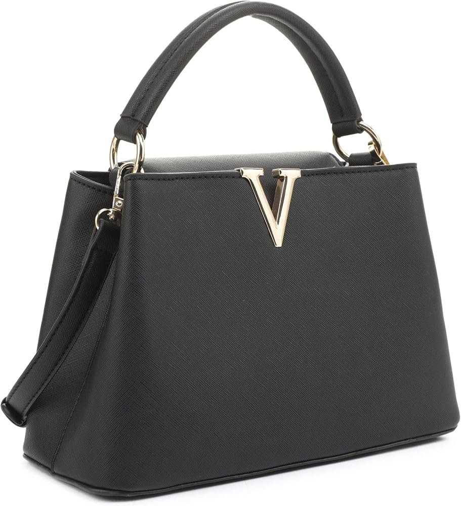 Women's Small Satchel Bag Classic Top Handle Purses Fashion Crossbody Handbags with Shoulder Strap • Black